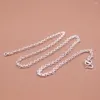 Chains Real 999 Fine Silver 3.5mm Rolo Link Chain Necklace 17.7" M Clasp Full Silver999