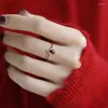 Pierściołki klastra francuskie czerwone światło księżyca kamień geometryczny kobiety s925 srebrne srebrne wysokiej jakości romantyczna biżuteria ślubna ślubna