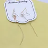 Dangle Earrings ZFSILVER Fashion Korean Rose Pearl Real Sterling S925 Silver Ear Line Eardrop Hanging Jewelry For Women Gift Girl Party