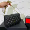 Womens Shoulder Bag Ringer Hardware Metal Buckle Handbag Matelasse Chain Crossbody Bags Caviar Bag CF Classic Black Luxury Designer Makeup Case Purse 19x12cm