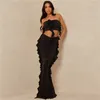 Designer Prom Dresses For Woman 2023 Trend Summer Dress Fashion Wrap Chest Tood Ear Edge Small Tank Top Slim Fit Wrap Hip Half kjol Set