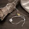 Anklets KunJoe Bohemia Shell Colorful Rice Beads Wax Thread Anklet Chain Set For Women Charm Metal Printed Disc Pendant Foot Chains