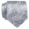 Bow Ties Yourties Designer White Sliver Gray Men Tie Men's Paisley Holiday Gift Clip Set Silk Neckties For Party Wedding Business