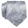 Bow Ties Yourties Designer White Sliver Grey Men Tie Tie Men's Paisley Holiday Gift Clip Set Silk Neckties for Party Wedding Business