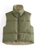 Coletes femininos HWL Colete curto acolchoado de algodão com zíper gola alta sem mangas Puffer Gilet Casacos quentes Streetwear