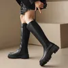 Stiefel 2022 Neue Verdicken Winter Ritter Stiefel Frauen Kniehohe Lange Platz Ferse Stiefel Retro Dicke Motorrad Stiefel Schwarz Braun botas Mujer Z0605