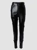 Spodnie damskie Capris Sifreyr streetwear czarne chude skórzane spodnie Pu Kobiety moda pusta Pencil Pants Sexy Casual Spodle Kobieta J230605