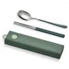 Dinnerware Sets 1 Set Cutlery Portable Stainless Steel Chopsticks Spoon Box Student Supplies For Kitchen Tableware