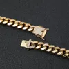 12mm 21 cm kubanska guldarmband Herrsmyckekedja 14K Solid Gold Fill Hip Hop Cuban Chain Round Grind krypterade armband*Diamondlås*