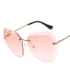 2023 New Fashion Brand Design Vintage Rimless Sunglasses Women Men Retro Cutting Lens Gradient Sun Glasses Female UV400