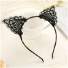 Hair Accessories Christmas Lace Cat Ears Headband Baby Girls Women Sticks Party Performance European And American Drop Delivery Kids Dhvdm