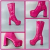 Buty platforma damska Chunky Obcina Med Calf Boots Women Wysokiej jakości moda Goth Style Buty Candy Kolor Kobieta gorąca wyprzedaż Brand Z0605