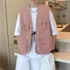 Coletes Masculinos Estilo Japonês Design de Moda Colete Rap Masculino e Feminino Cargo Colete Com Vários Bolsos