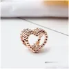 Ciondoli in oro rosa o color argento a forma di cuore con perline gioielli moda donna design mozzafiato stile europeo adatto per bracciale Pandora Panza0 Dhwdr