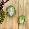 Vases Face Flower Pot Wall Mounted Resin Sculpture Planter Indoor Outdoor Home Decor Garden Decoration Tabletop Ornament 230603