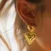 Stud Earrings Stylish 316L Heart Drop Fashion Metal 18K Gold Color Plated Rust Proof Texture Charm Jewelry For Women