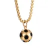 Chaînes Femmes Hommes Football Collier Avec Chaîne De Noël En Acier Inoxydable Cadeau Bijoux De Sport 60cm Football Charme Anniversaire De Mode Pendentif