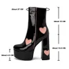 Boots Platform Super High Heels ankelstövlar Kvinnor Hjärta Sweet Love Design Luxury Winter Booties Shoes Big Size 43 Dropship Z0605