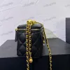 Designer Womens Mini Makeup Box Double Gold Ball Chain Top Handle Handbag Hardware Metal C Buckle Matelasse Chain Crossbody Bags Shoulder Bags Purse 16x10cm