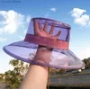 Y2K прозрачные женские ведра ПВХ шляпы кепки девушки Gorras Ladies Beach Sun козырея Водонепроницаемое дождевая шляпа пластик широкие краны L230523