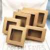 Einfache Kraftpapier-Geschenkbox mit Fenster, handgefertigte Seifenkiste, Schmuck, Kekse, Geschenk, Süßigkeitenboxen, Hochzeitsgeschenkbox, Party-Dekoration