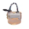 stylisheendibags Cosmetic Bag Handbag Purse Clutch Bags Fashion Transparent PVC Gold Hardware Lock Ribbon Decoration Transparent Letter Printing Women Handbags