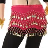 Ceintures 1PC 158cm X 26cm Inde Shinning Jupe Ceinture Danse Wrap 3Rows Or Pièce De Danse Du Ventre Costume Hanche Foulards En Mousseline De Soie Taille Chaîne