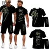 Herrspår 2023 Summer 3DT -skjorta Shorts Set Luxury Brand High Quality Menswear Street Clothing Leisure Beach Sportwear Stora P230605