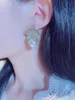Modedesigner Diamond Zirconia Flower Sparkle Pearl Stud örhängen för kvinnliga flickor med Sier Post Fantastisk klassisk chic stil smycken