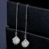 Charme Simple Argent Aiguille Magique Carré Cube Boucles D'oreilles Pour Les Femmes Long Gland Oreille Ligne De Mariage Bijoux Fille Cadeau R230605