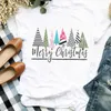 T-Shirt Plaid Snow Tree Vintage 90s Mignon Harajuku Automne Joyeux Noël Casual T-shirt Vêtements pour femmes P230603