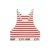 2024 23SS ärmlösa Celins Vest Designers Womens T Shirts Fashion Sexy Ladies Beach Tanks Color Matching Stripes Show Thin Inside and Outside Wear Knit Top1tz4