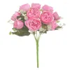 Fleurs décoratives Artificielle Pivoine Soie Faux Petit Bouquet DIY Décoration Rose Faux Pour Mariage Décor 27 Cm 5 Couleurs