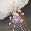 Hair Clips FORSEVEN Retro Flower Pearls Long Tassel Sticks Hairpins Headpieces Chinese Hanfu Dress Jewelry For Women Girls