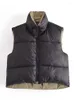 Coletes femininos HWL Colete curto acolchoado de algodão com zíper gola alta sem mangas Puffer Gilet Casacos quentes Streetwear