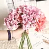 Flores decorativas 35 cm ramo de hortênsia artificial buquê de noiva faça você mesmo para casa decoração de festa de casamento vaso arranjo de plantas 1 peça
