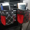 Novo 1pc Vents Sacos de Armazenamento de Carro Vermelho e Preto Caixa de Armazenamento de Couro Óculos Suporte de Telefone Carro Ar Ventilador Organizador de Armazenamento Acessórios para Carro