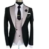 Men's Suits Costume Slim Fitted Men Fit Business Groom Black Tuxedos For Formal Wedding Suit Jacket Pant Vest 3 Pieces