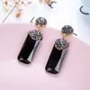 Dangle Chandelier Black Dangle Drop Earrings 12 Color High Quality Square Fashion Crystal Earring For Women Jewelry Accessories 230603