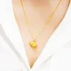 Подвесные ожерелья 2023 Корейская мода Сплошная 24K Золотая тыква для женщин винтажный богатство счастливчика свадьба