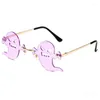 Sunglasses Uv400 Concave Clear And Bright Clothing Accessories Frameless Alien Glasses Wear Resistant Irregular Mirror