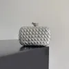 Bottegaly Venettaly Evening Clutch Handbags Designer Bags 7a Lady Totes Luxury Fashion Party Golden Knitting Hand Silver Plated Leather Patchwork Bag 348