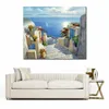 Seaside Serenity Canvas Wall Art Path to Hydra Paysage réaliste fait à la main Belle œuvre d'art pour mur de bureau