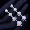 Pendientes colgantes, pendientes de gota de perla de agua dulce Natural, Plata de Ley 925 con circonita cúbica, joyería fina para mujer larga