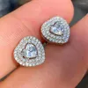 Stud Earrings 1 Pair Style Heart Cubic Zirconia For Women Wedding Engagement Love Accessories Exquisite Gift Fashion Jewelry