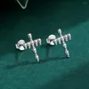 Studörhängen 2023 Trend Bone Skeleton Cross Earring för kvinnor Oregelbundna runda Sterling Silver Engagement Valentine Day Gift Jewelry