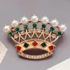Brooches MITTO DESIGNED FASHION JEWELRIES AND ACCESSORIES BAROQUE STYLE PEARLS COLORED RHINESTONES PAVED CROWN DRESS BROOCH