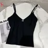 Spring Women's Rhinestone Letter Decoration Slim Fit Dark Strap Tank Top Female