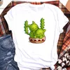 T-shirt femme dessin animé mignon été cactus Kawaii chat graphique haut 90s Harajuku col rond décontracté femme T-shirt P230603