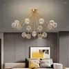 الثريات الخفيفة LED Art Chandelier Lamp Lamp Copper Luxury Seiling Living Creative Modern Hanging Villa Lobby Lobby Ball Tiptures